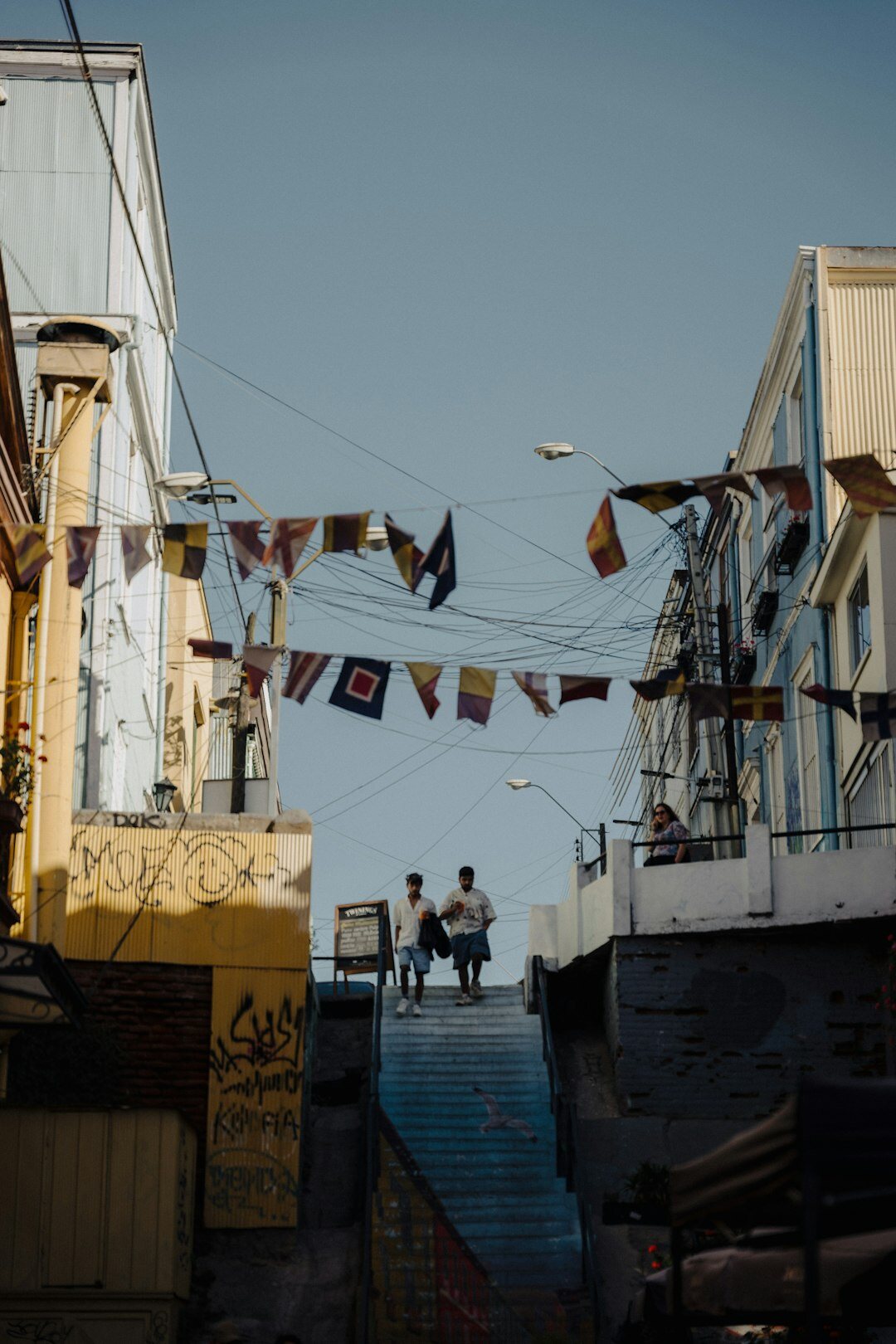 Coastal fishing town in Valparaiso Chile with colorful hillside houses